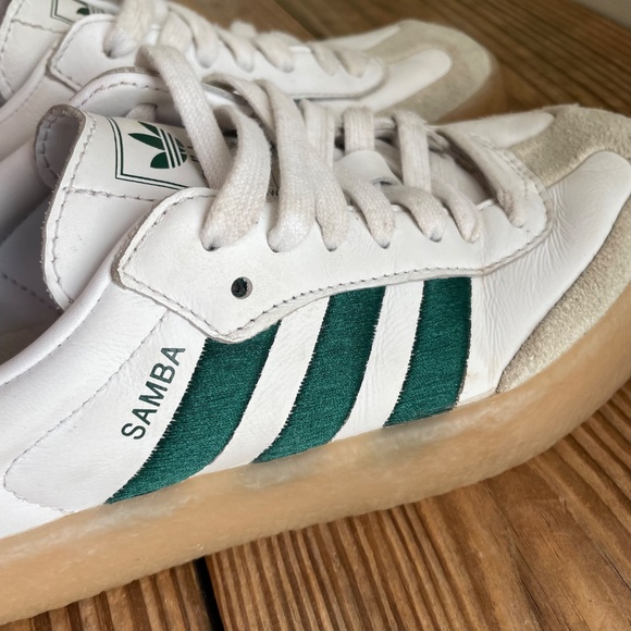 Adidas | Sambae Cloud White & Green Platform Sneaker Shoes 6.5 / 7 - Picture 8 of 14
